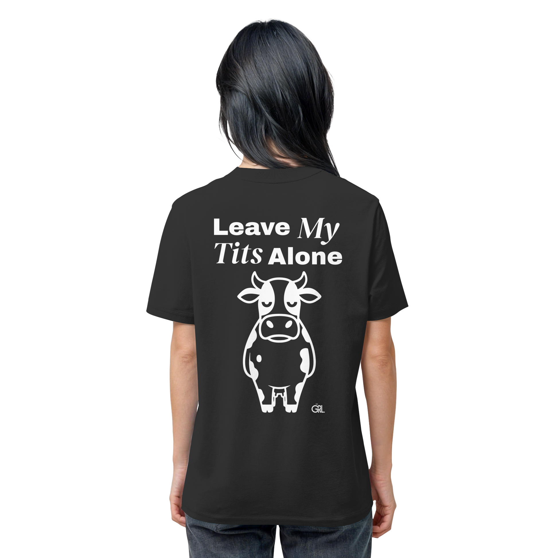 Angry Cow Rücken-Print – Schwarz Bio Shirt | GÖRL Feminist Statement Wear Berlin