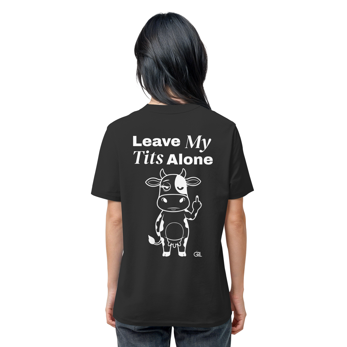 Finger Cow Rücken-Print – Schwarz Bio Shirt | GÖRL Feminist Statement Wear Berlin