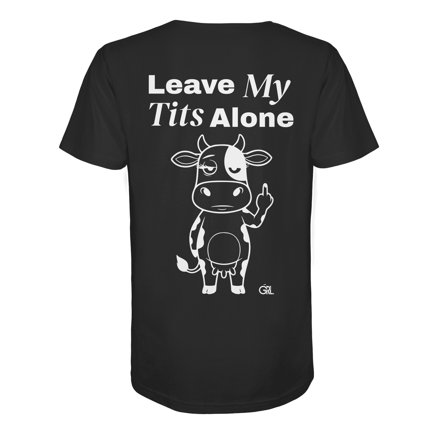 Finger Cow Rücken-Print – Schwarz Bio Shirt | GÖRL Feminist Statement Wear Berlin