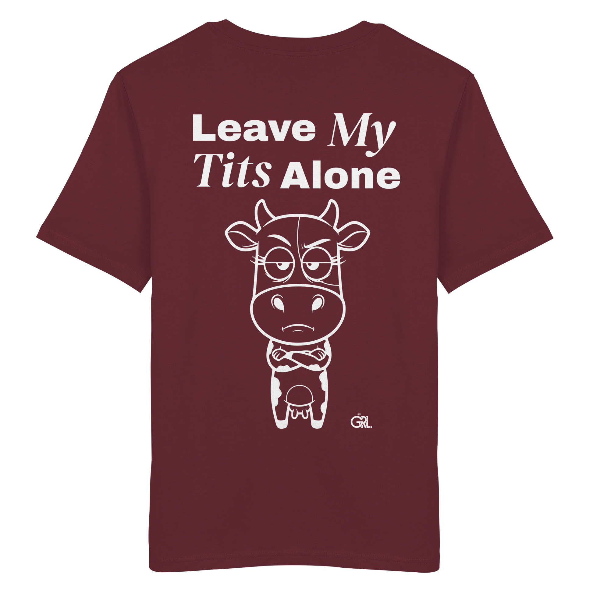 Annoyed Cow Rücken-Print – Burgundy Bio Shirt | GÖRL Feminist Statement Wear Berlin