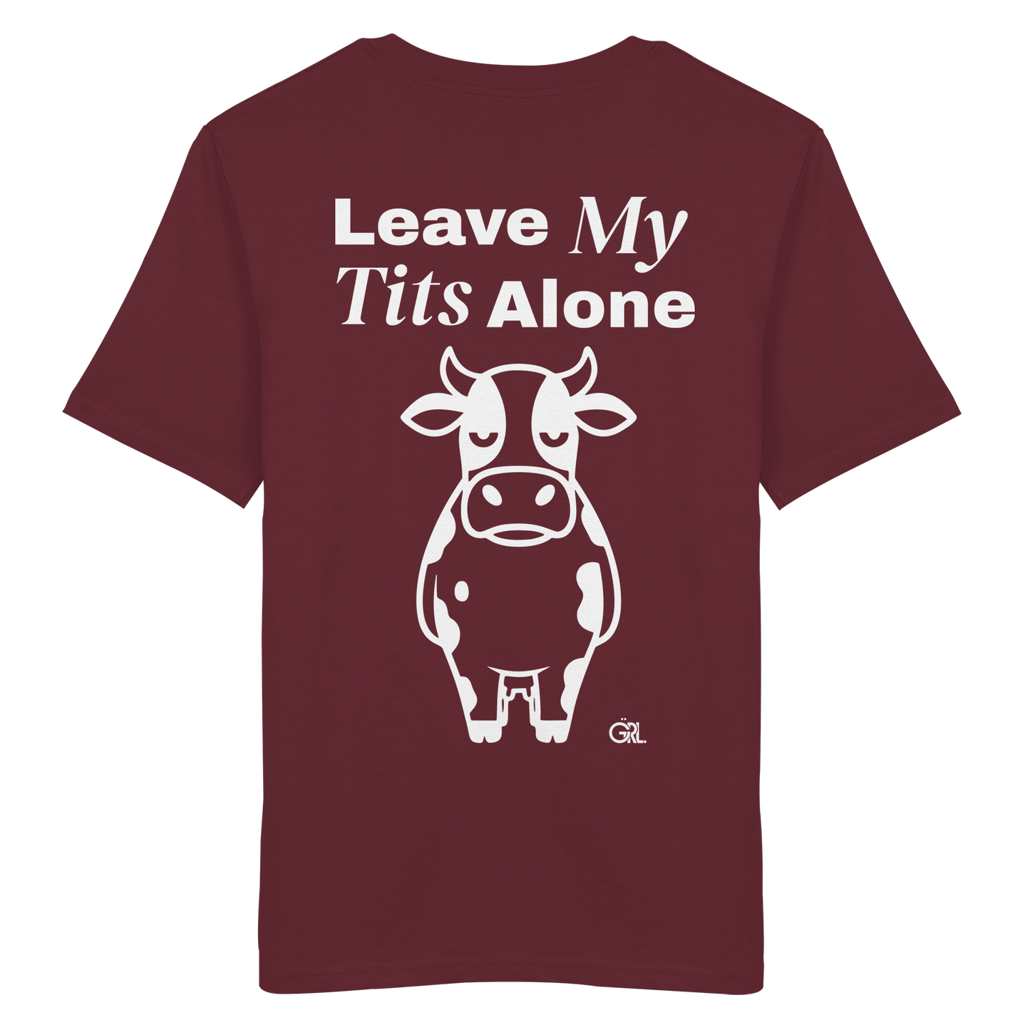 Angry Cow Rücken-Print – Burgundy Bio Shirt | GÖRL Feminist Statement Wear Berlin