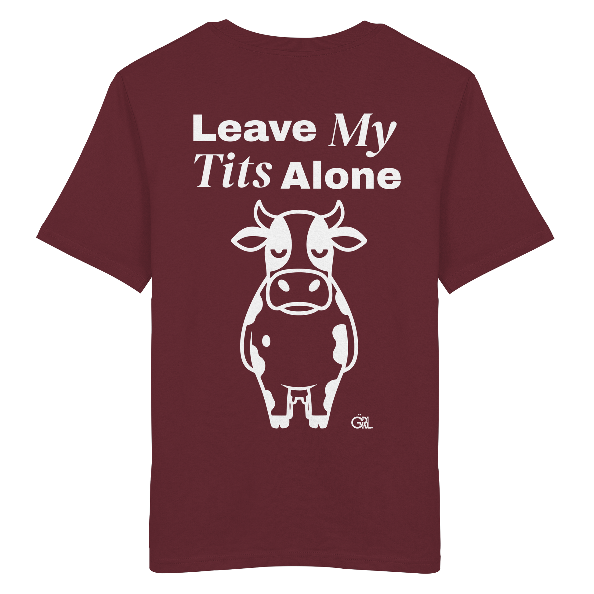 Angry Cow Rücken-Print – Burgundy Bio Shirt | GÖRL Feminist Statement Wear Berlin
