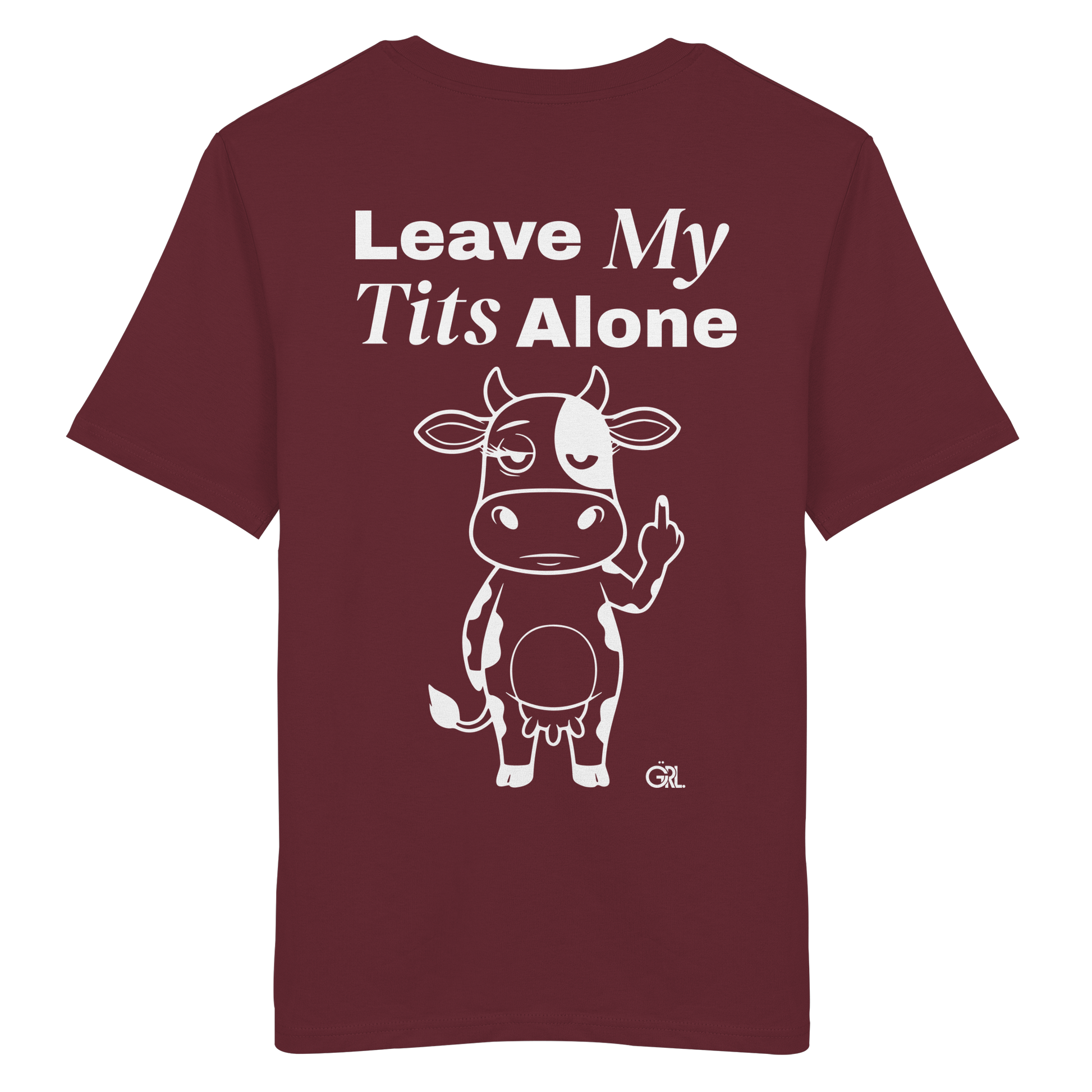 Finger Cow Rücken-Print – Burgundy Bio Shirt | GÖRL Feminist Statement Wear Berlin