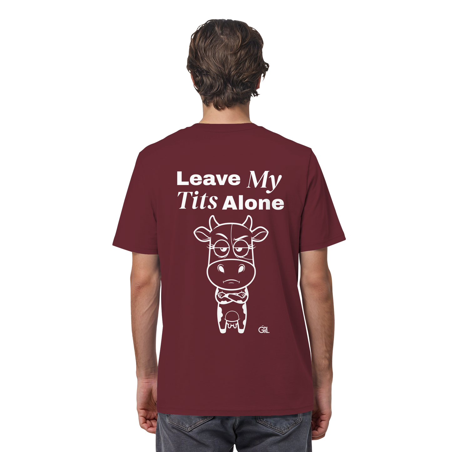 Annoyed Cow Rücken-Print – Burgundy Bio Shirt | GÖRL Feminist Statement Wear Berlin