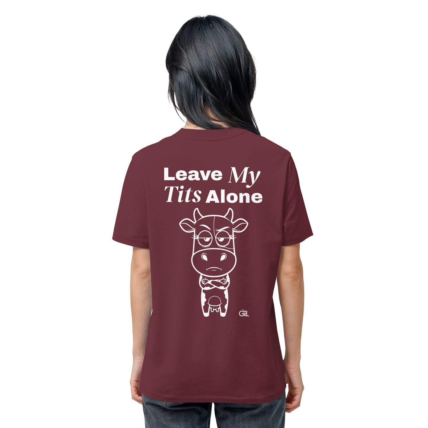 Annoyed Cow Rücken-Print – Burgundy Bio Shirt | GÖRL Feminist Statement Wear Berlin