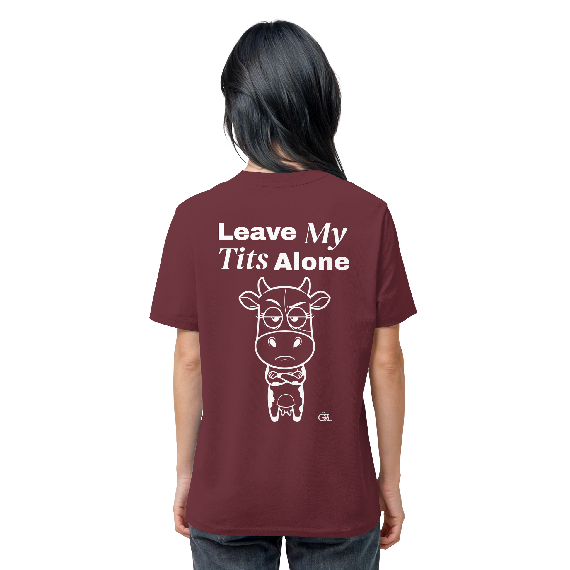 Annoyed Cow Rücken-Print – Burgundy Bio Shirt | GÖRL Feminist Statement Wear Berlin
