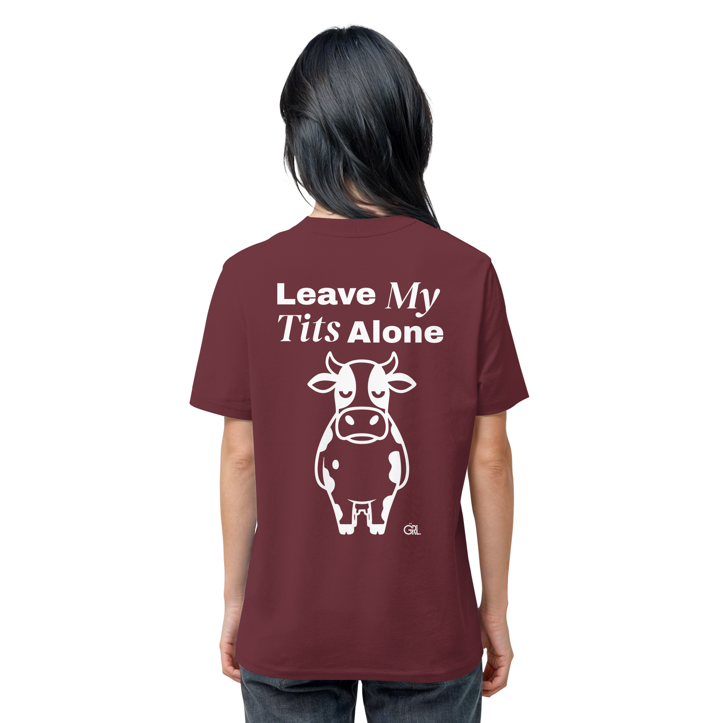 Angry Cow Rücken-Print – Burgundy Bio Shirt | GÖRL Feminist Statement Wear Berlin