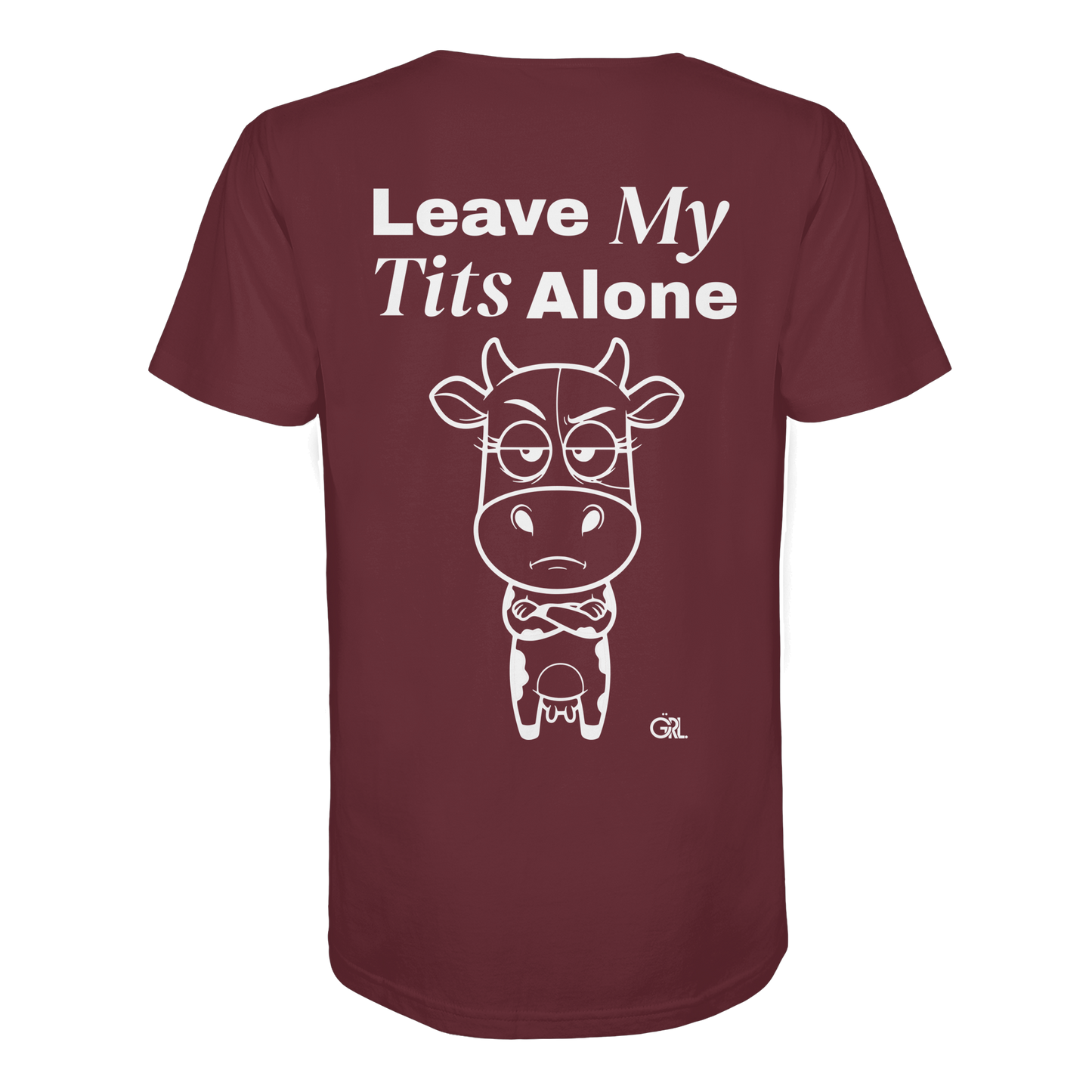 Annoyed Cow Rücken-Print – Burgundy Bio Shirt | GÖRL Feminist Statement Wear Berlin