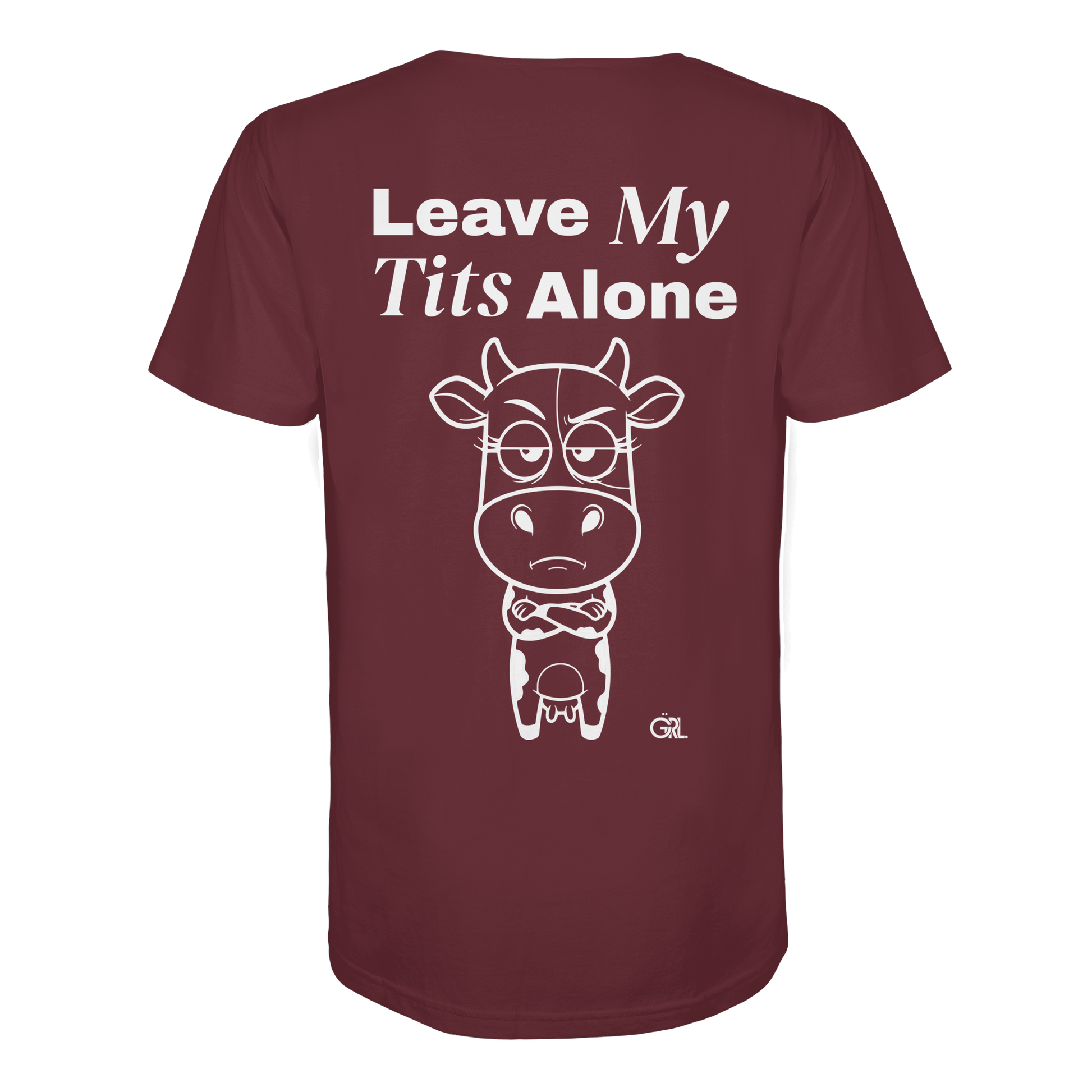 Annoyed Cow Rücken-Print – Burgundy Bio Shirt | GÖRL Feminist Statement Wear Berlin