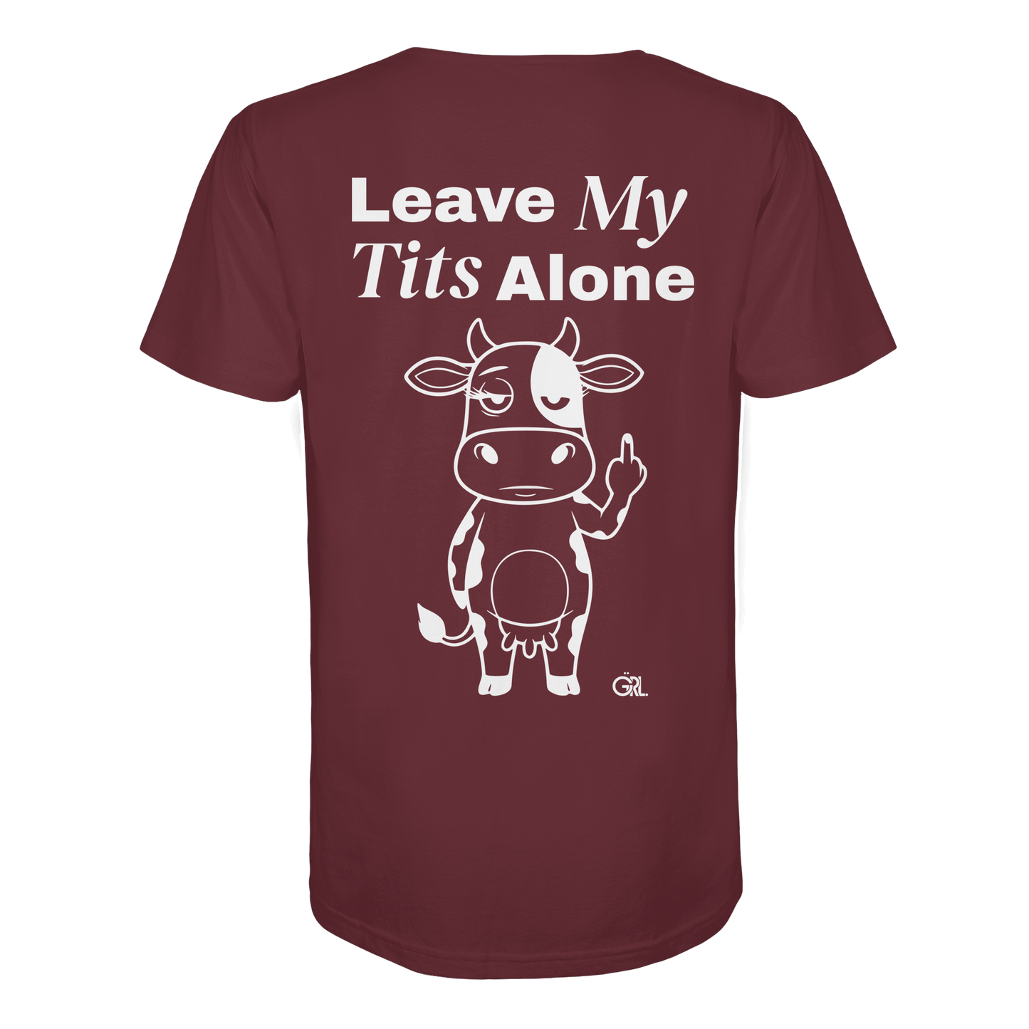 Finger Cow Rücken-Print – Burgundy Bio Shirt | GÖRL Feminist Statement Wear Berlin