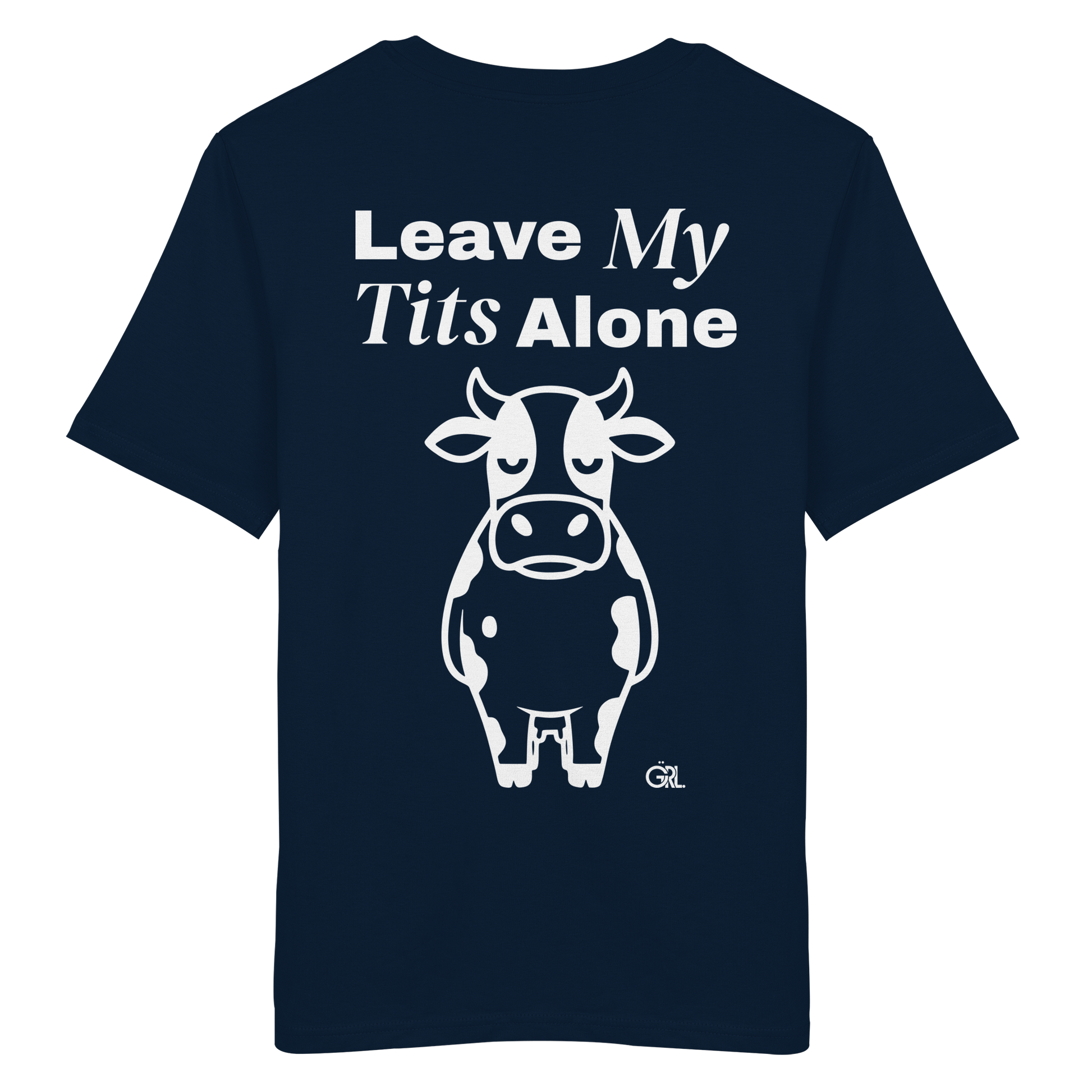 Angry Cow Rücken-Print – French Navy Bio Shirt | GÖRL Feminist Statement Wear Berlin