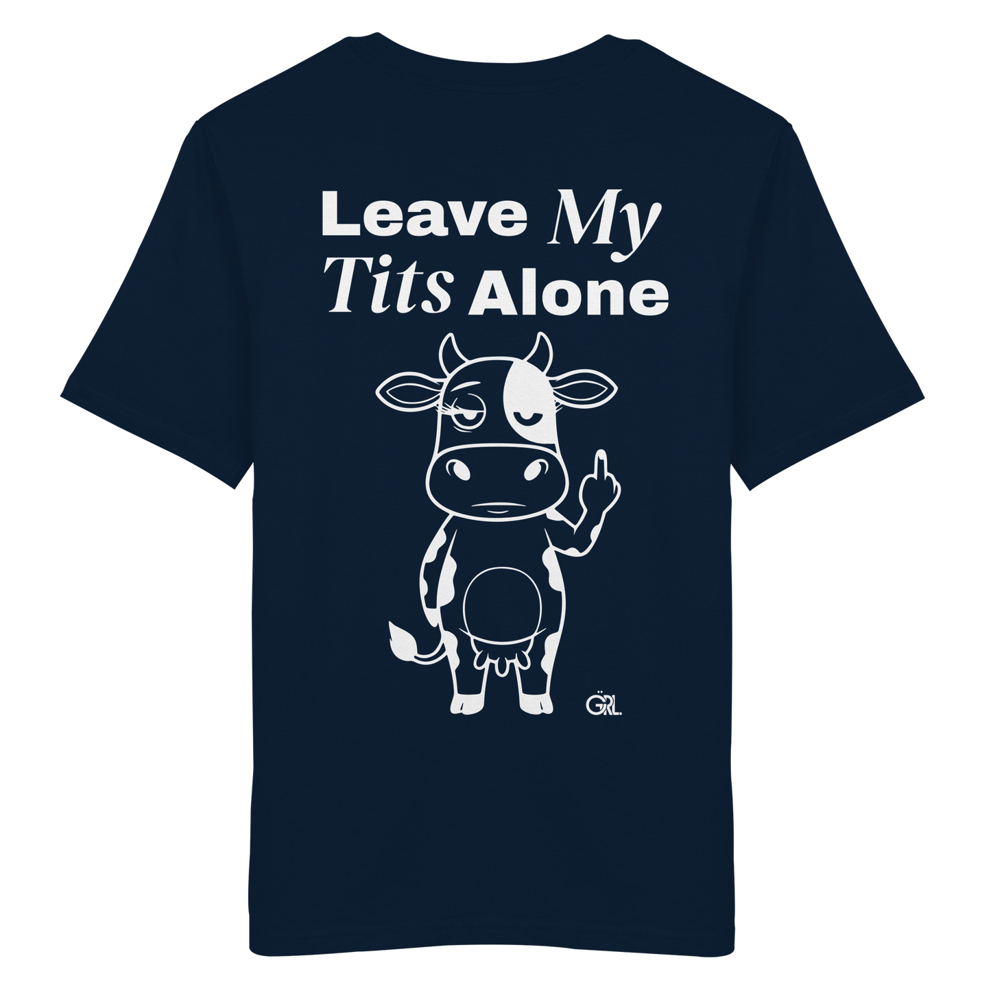 Finger Cow Rücken-Print – French Navy Bio Shirt | GÖRL Feminist Statement Wear Berlin