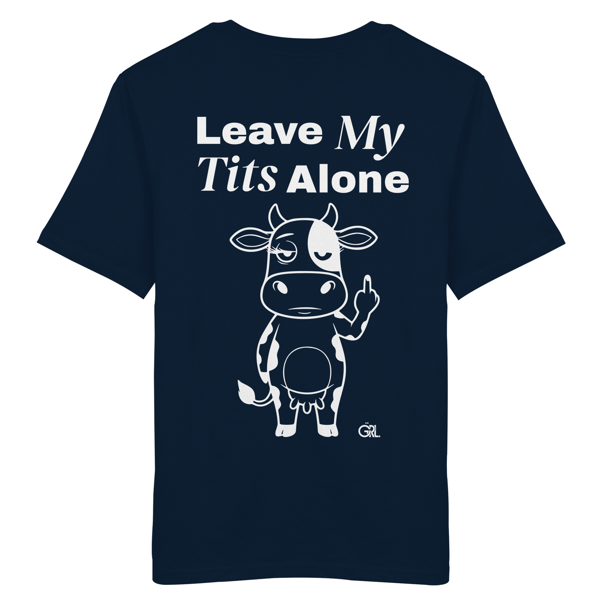Finger Cow Rücken-Print – French Navy Bio Shirt | GÖRL Feminist Statement Wear Berlin