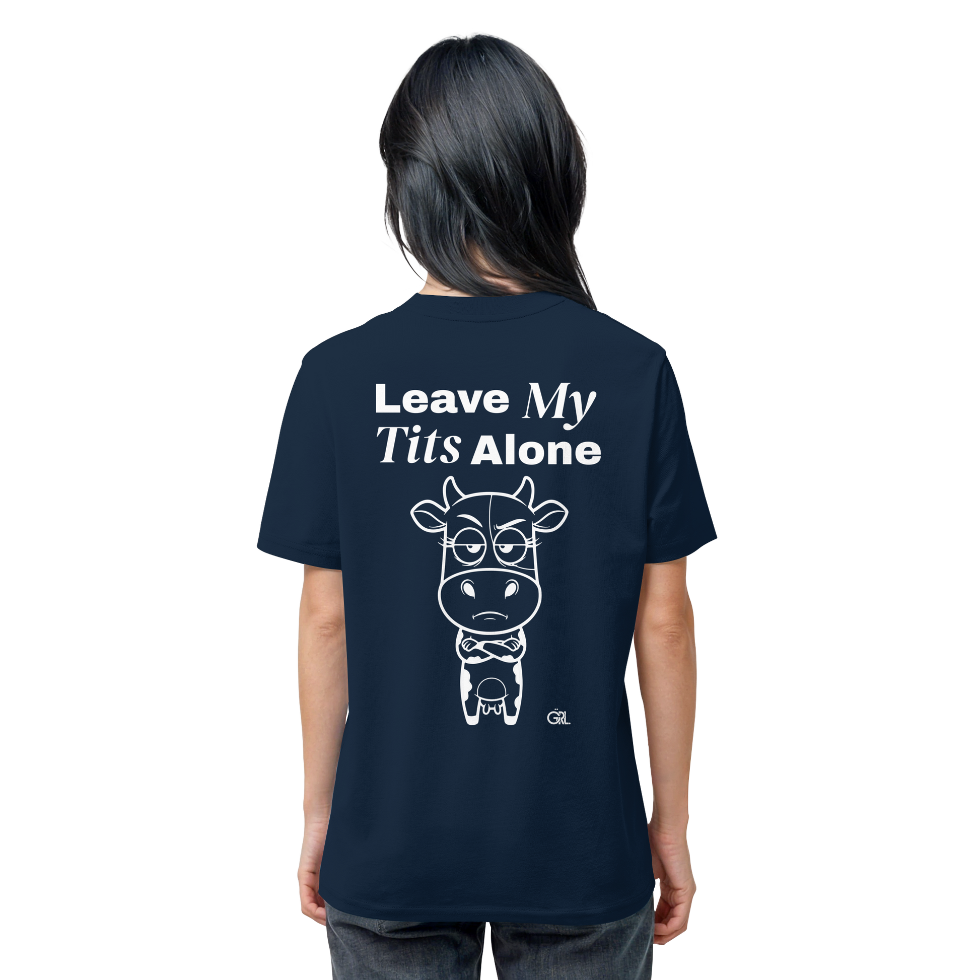 Annoyed Cow Rücken-Print – French Navy Bio Shirt | GÖRL Feminist Statement Wear Berlin