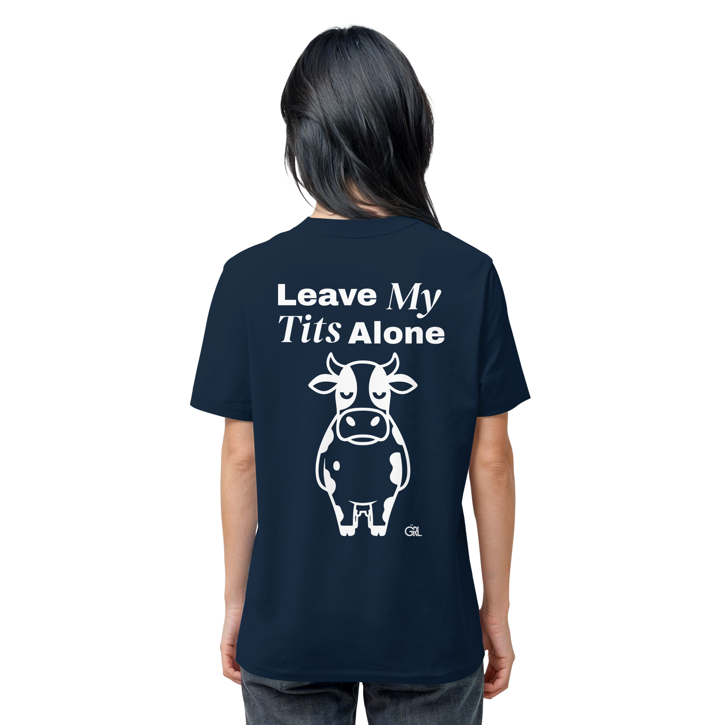Angry Cow Rücken-Print – French Navy Bio Shirt | GÖRL Feminist Statement Wear Berlin