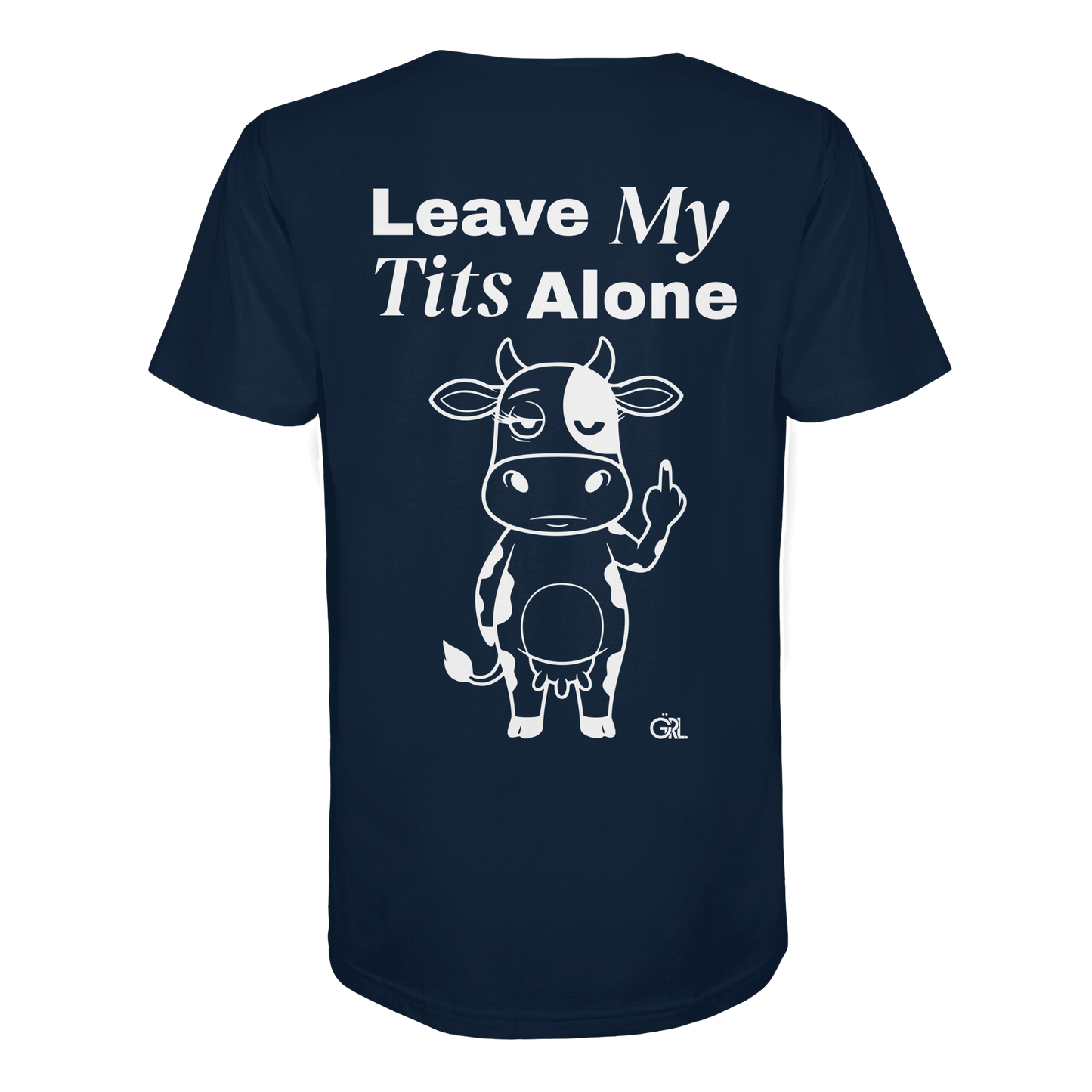 Finger Cow Rücken-Print – French Navy Bio Shirt | GÖRL Feminist Statement Wear Berlin