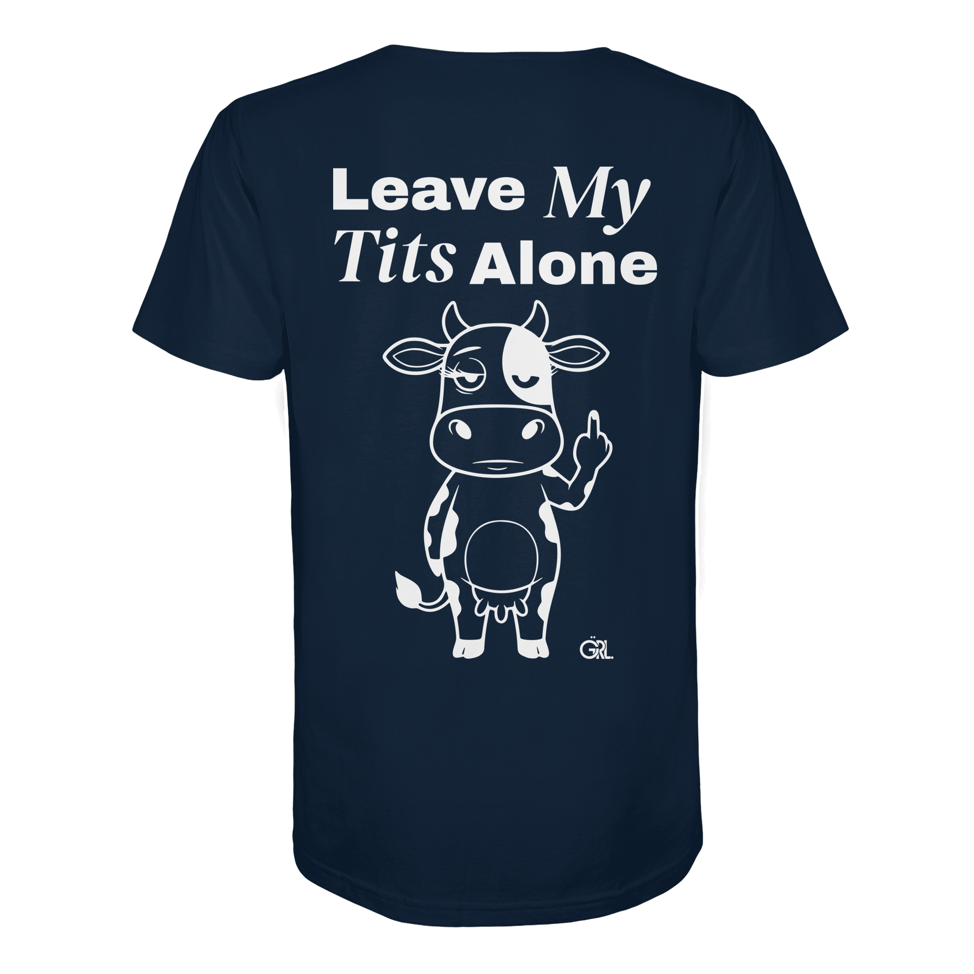 Finger Cow Rücken-Print – French Navy Bio Shirt | GÖRL Feminist Statement Wear Berlin