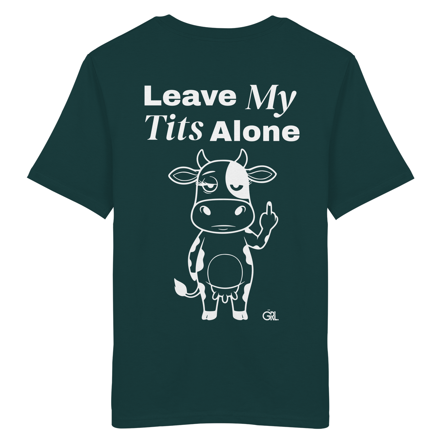 Finger Cow Rücken-Print – Glazed Green Bio Shirt | GÖRL Feminist Statement Wear Berlin