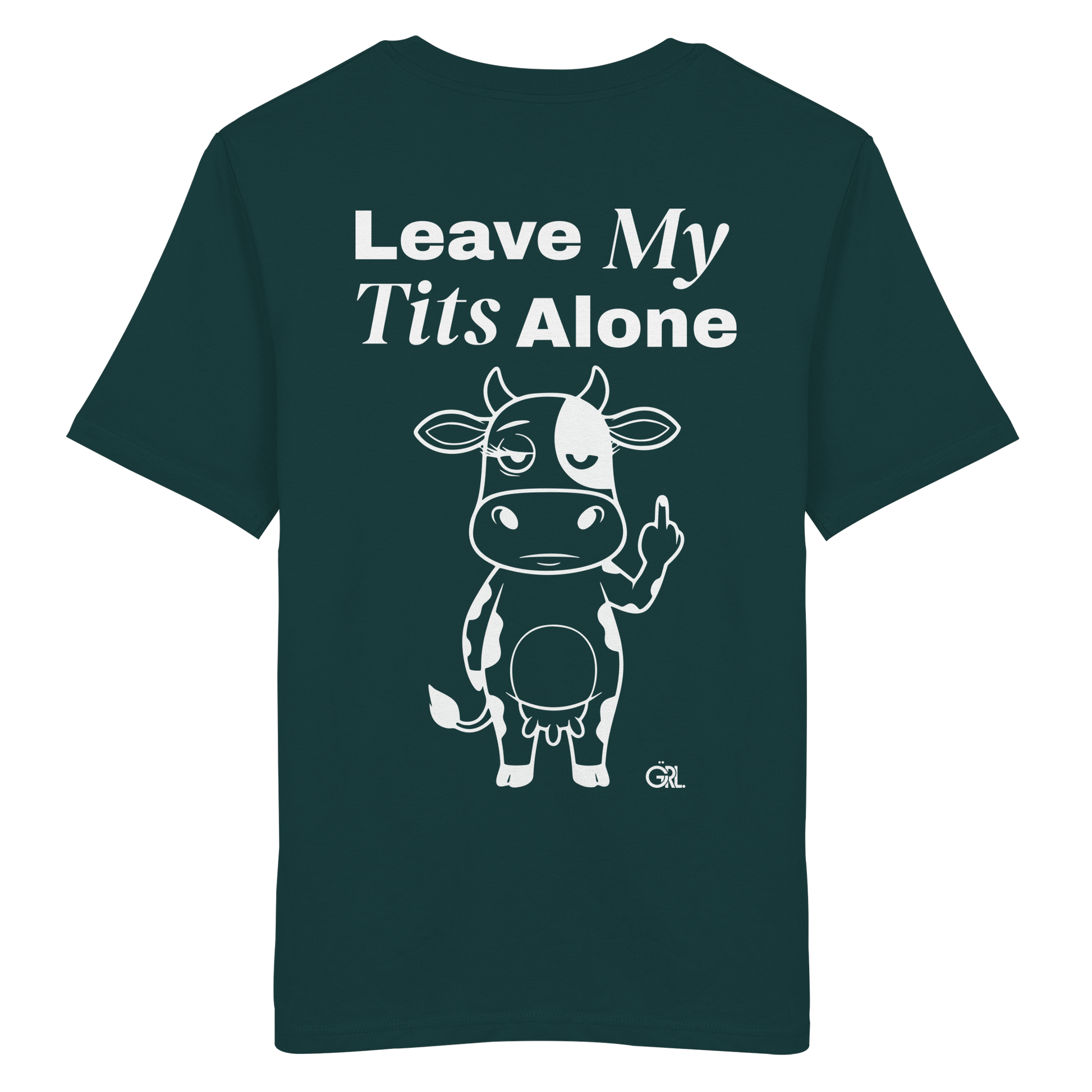 Finger Cow Rücken-Print – Glazed Green Bio Shirt | GÖRL Feminist Statement Wear Berlin