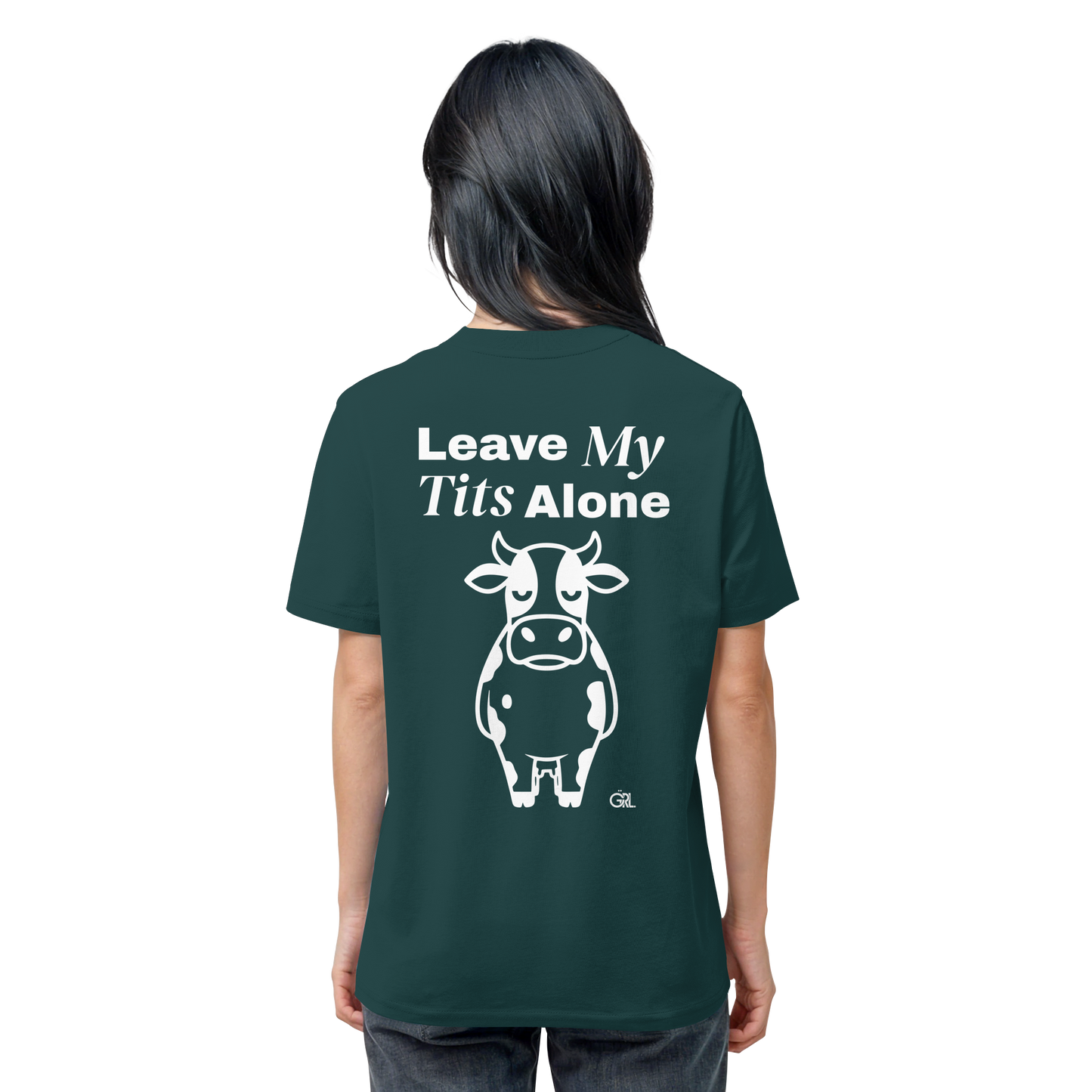 Angry Cow Rücken-Print – Glazed Green Bio Shirt | GÖRL Feminist Statement Wear Berlin