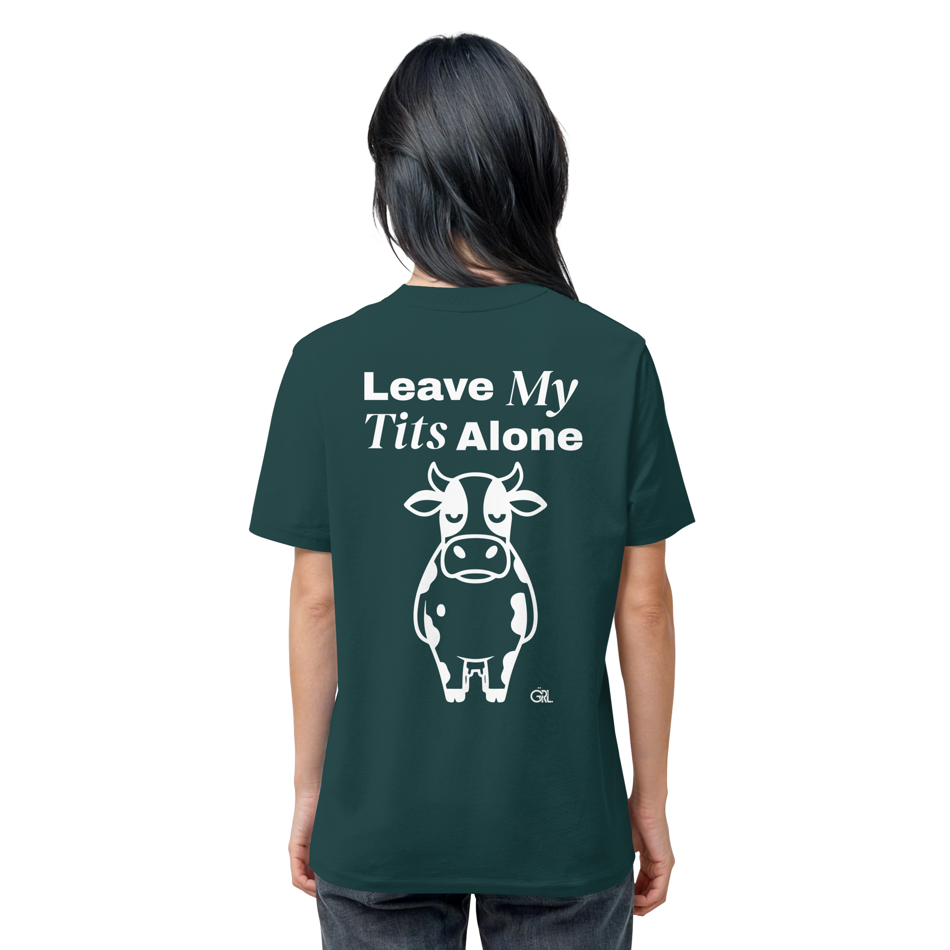 Angry Cow Rücken-Print – Glazed Green Bio Shirt | GÖRL Feminist Statement Wear Berlin