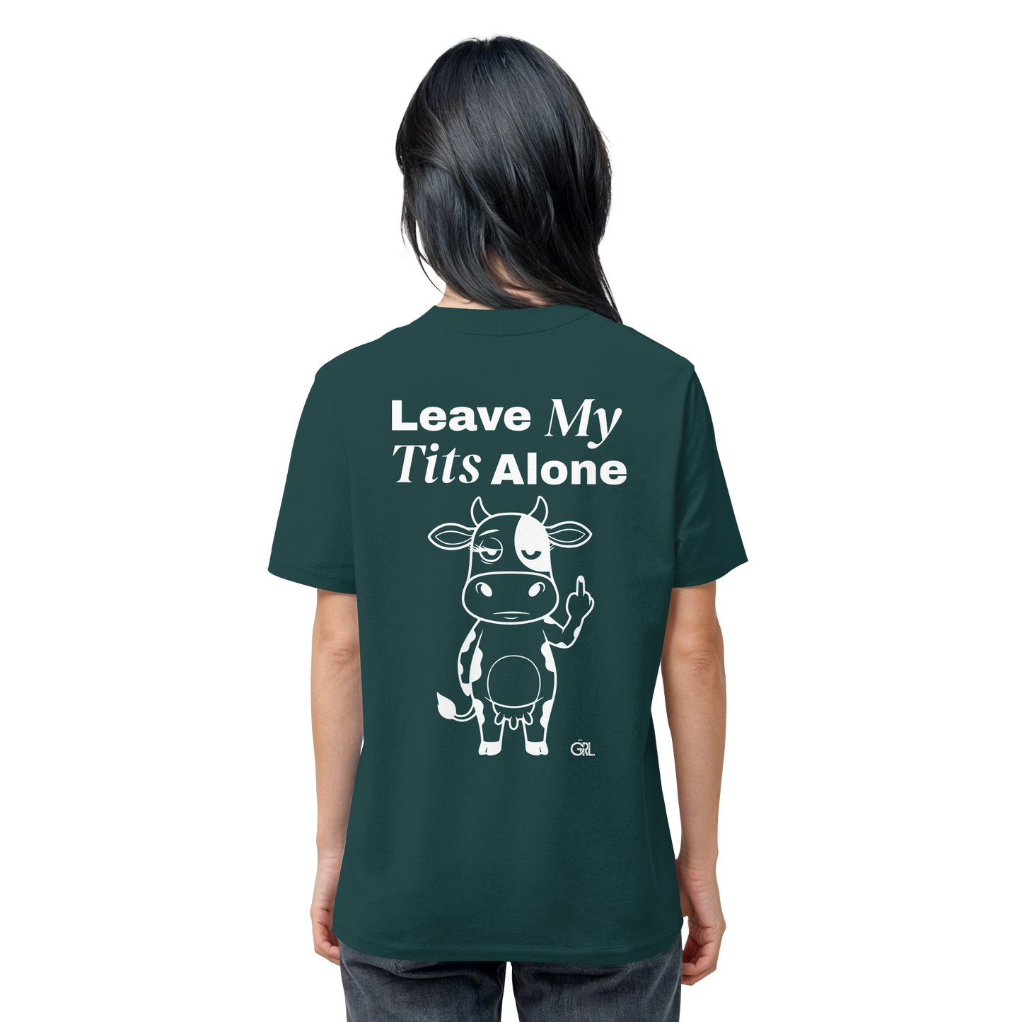 Finger Cow Rücken-Print – Glazed Green Bio Shirt | GÖRL Feminist Statement Wear Berlin