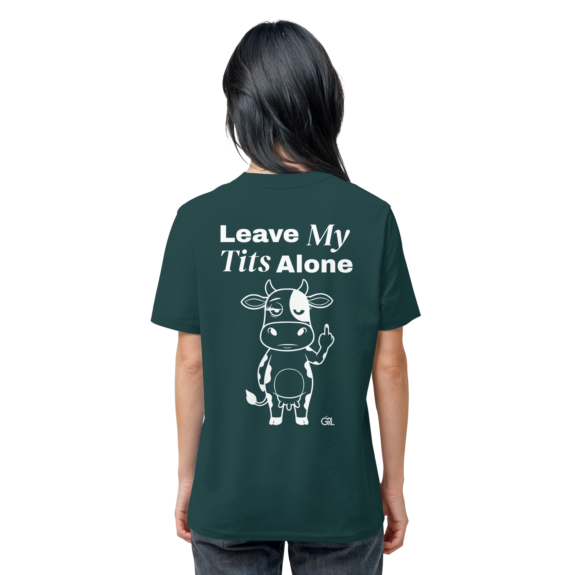 Finger Cow Rücken-Print – Glazed Green Bio Shirt | GÖRL Feminist Statement Wear Berlin