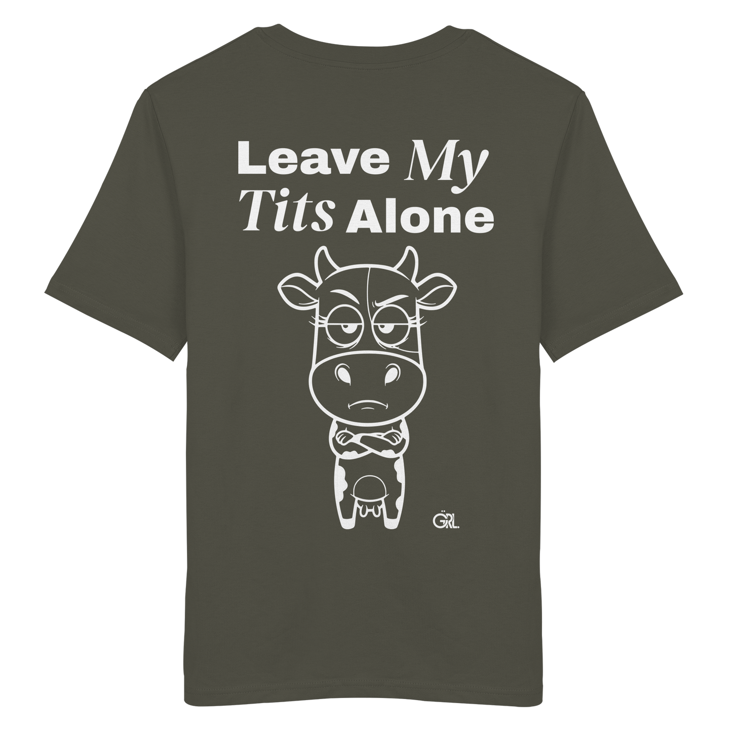 Annoyed Cow Rücken-Print – Khaki Bio Shirt | GÖRL Feminist Statement Wear Berlin