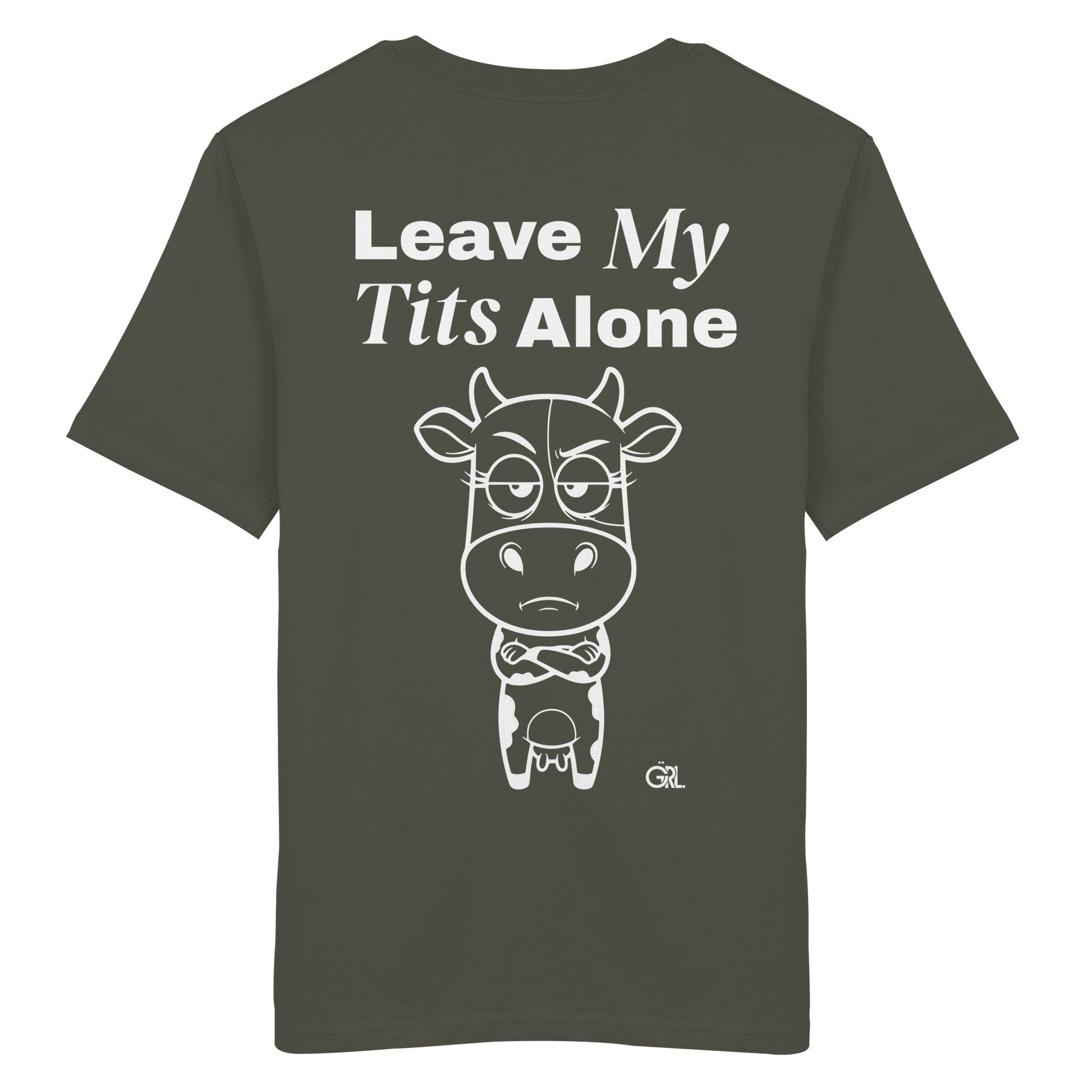 Annoyed Cow Rücken-Print – Khaki Bio Shirt | GÖRL Feminist Statement Wear Berlin