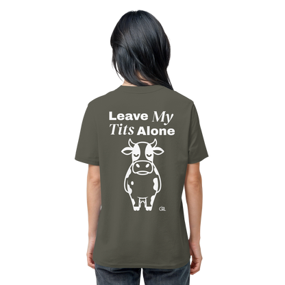 Angry Cow Rücken-Print – Khaki Bio Shirt | GÖRL Feminist Statement Wear Berlin