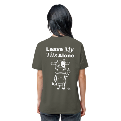 Finger Cow Rücken-Print – Khaki Bio Shirt | GÖRL Feminist Statement Wear Berlin