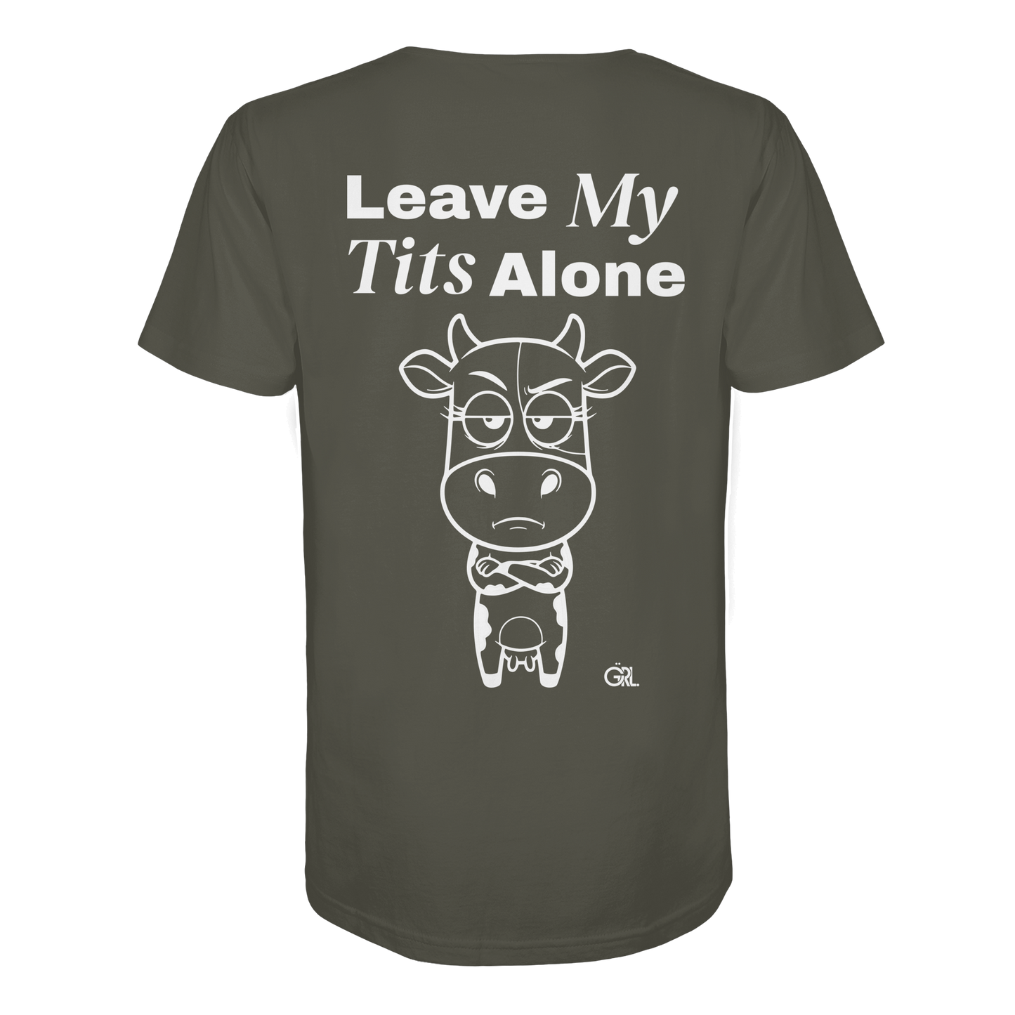 Annoyed Cow Rücken-Print – Khaki Bio Shirt | GÖRL Feminist Statement Wear Berlin