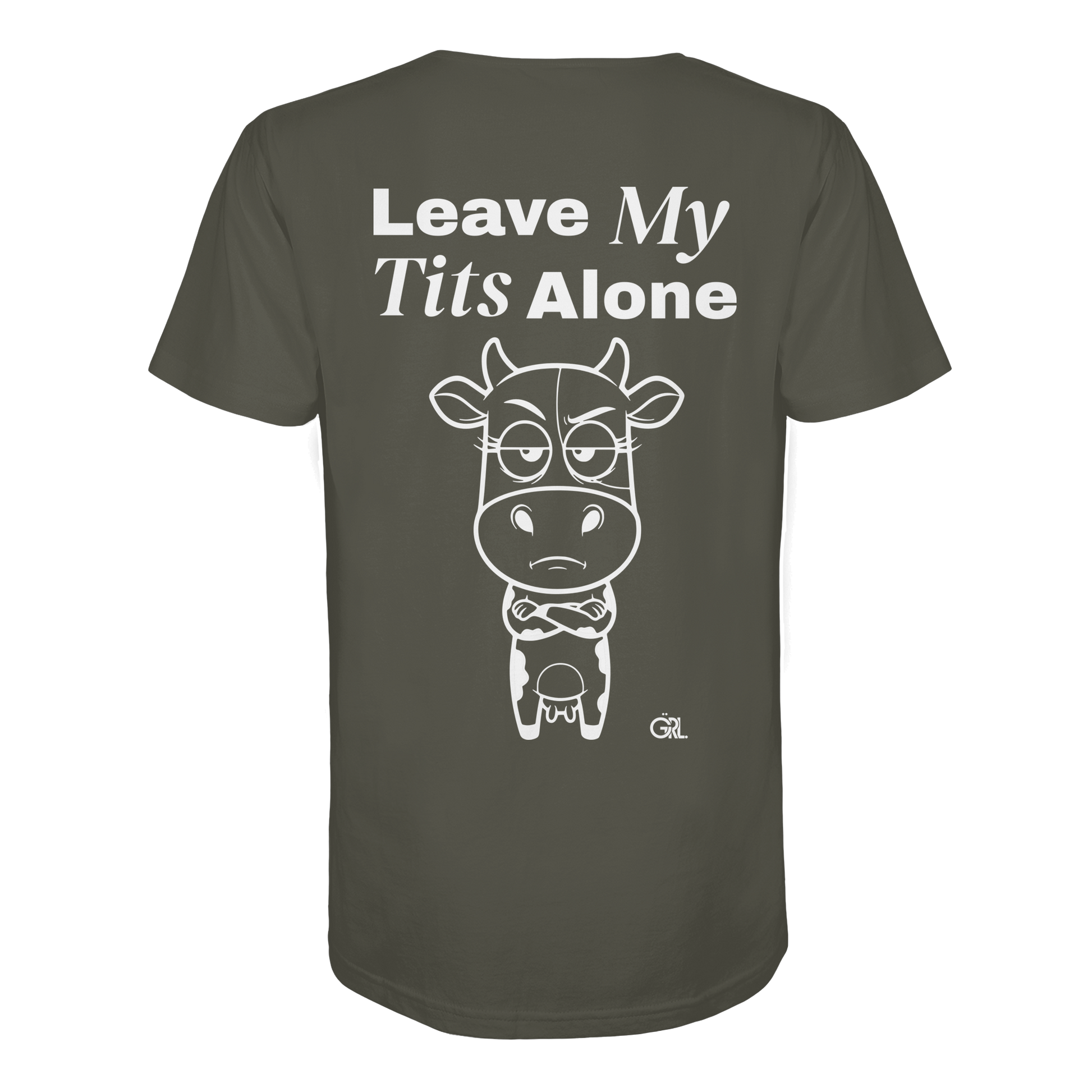 Annoyed Cow Rücken-Print – Khaki Bio Shirt | GÖRL Feminist Statement Wear Berlin