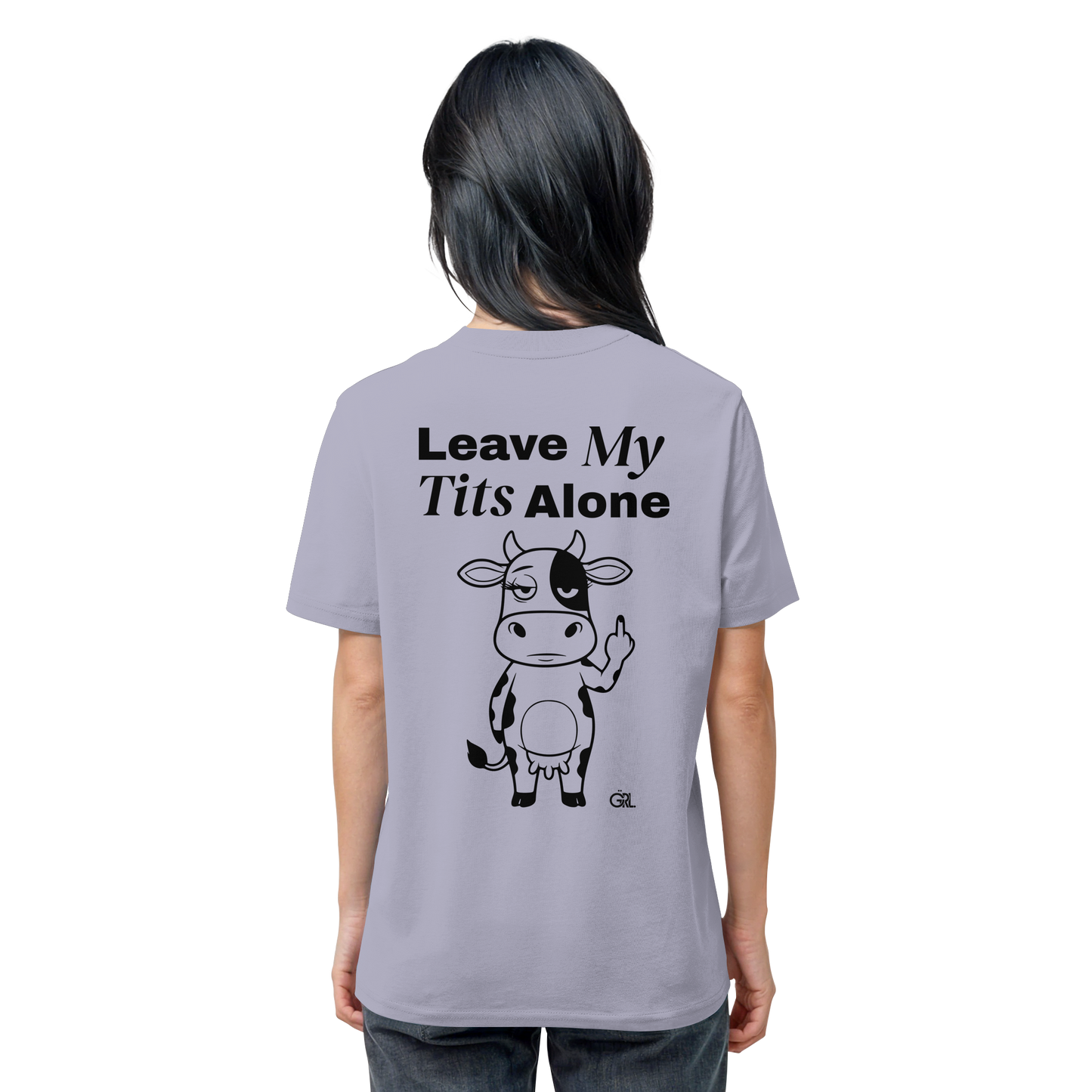 Finger Cow Rücken-Print – Lavender Bio Shirt | GÖRL Feminist Statement Wear Berlin