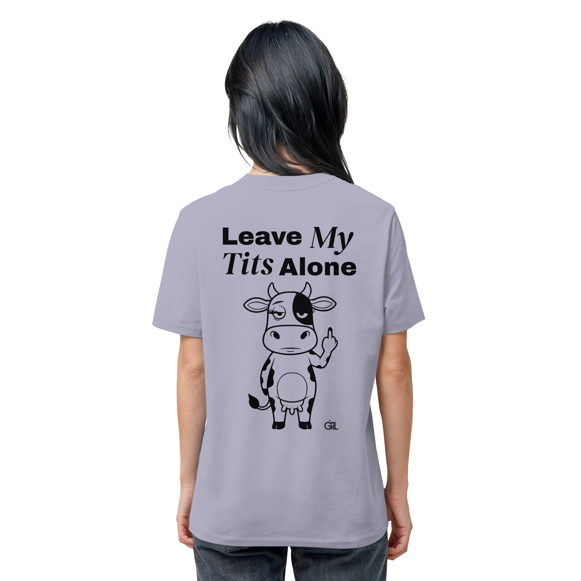 Finger Cow Rücken-Print – Lavender Bio Shirt | GÖRL Feminist Statement Wear Berlin