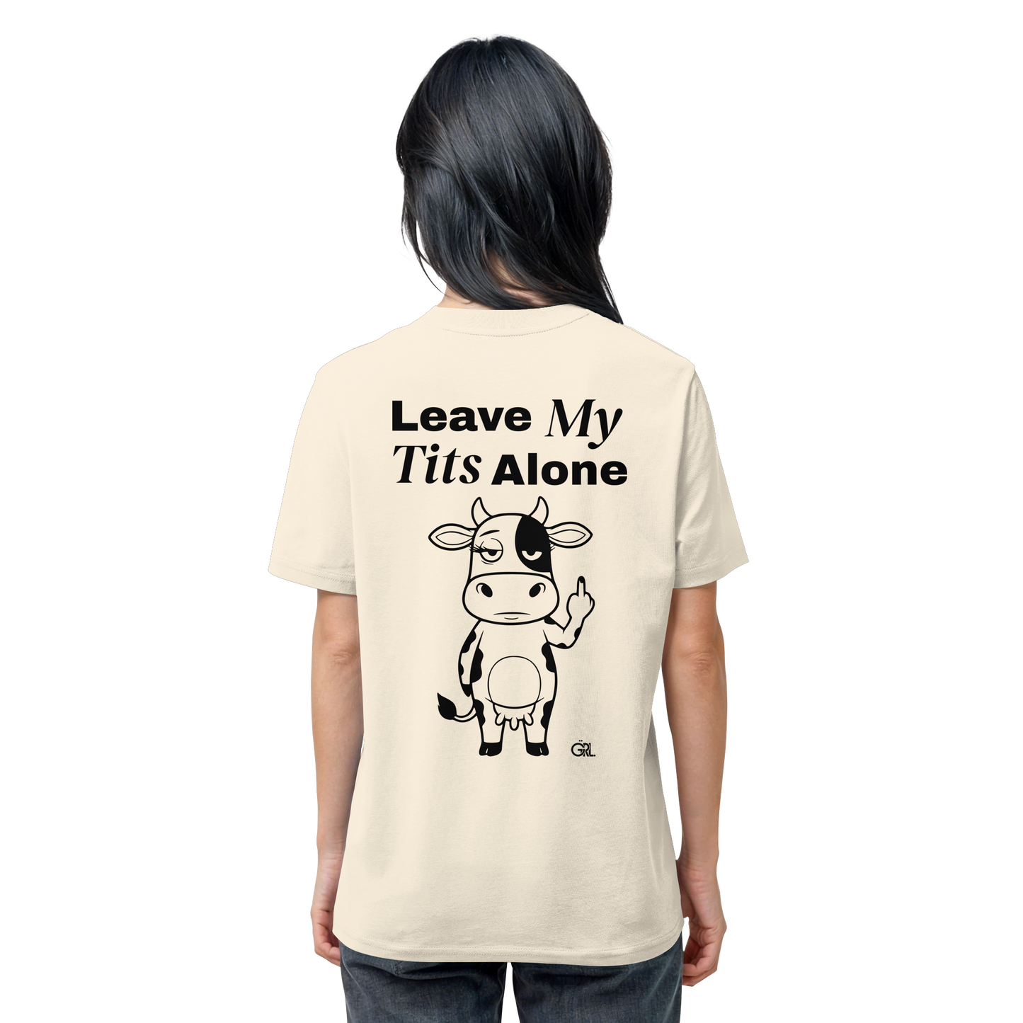 Finger Cow Rücken-Print – Natural Raw Bio Shirt | GÖRL Feminist Statement Wear Berlin