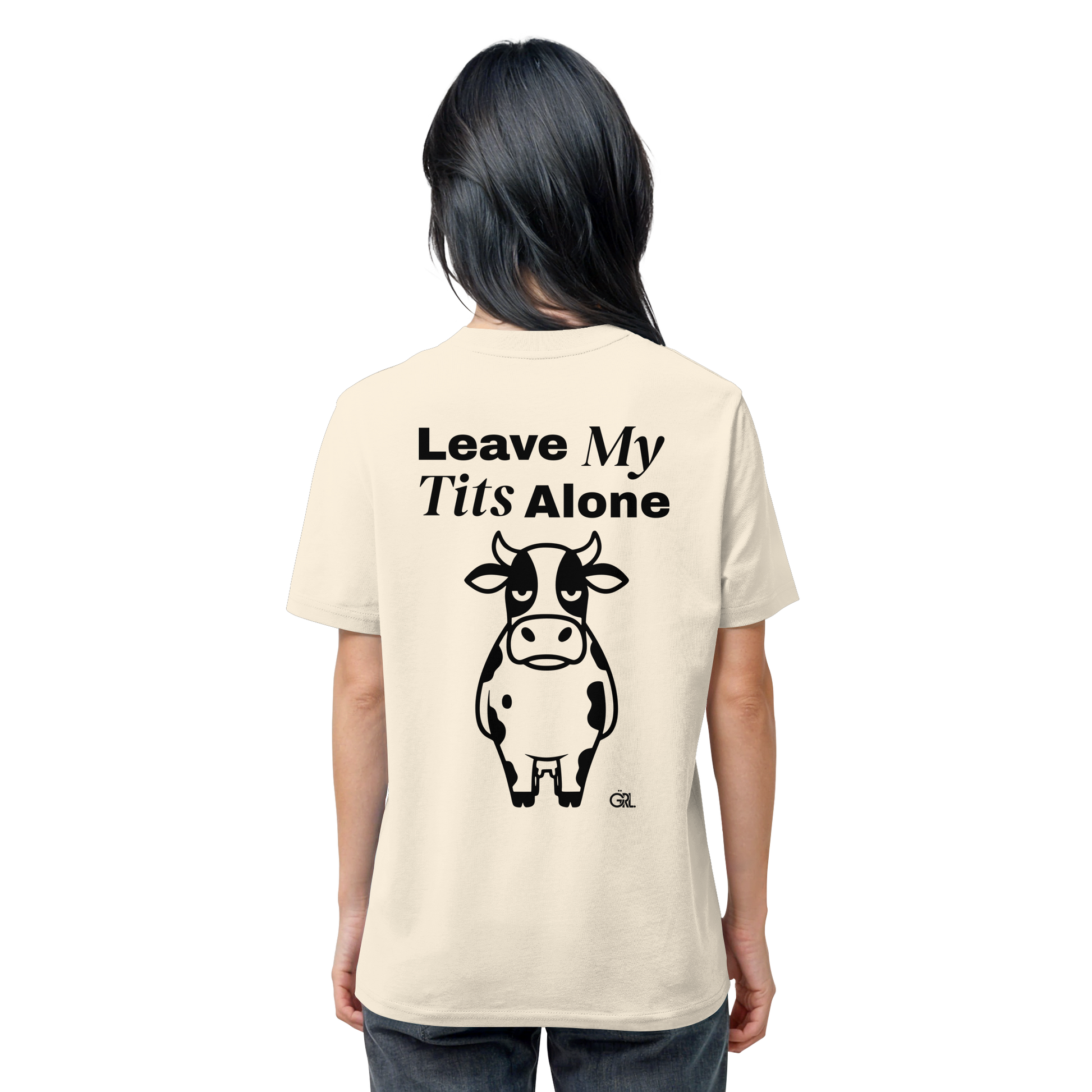 Angry Cow Rücken-Print – Natural Raw Bio Shirt | GÖRL Feminist Statement Wear Berlin
