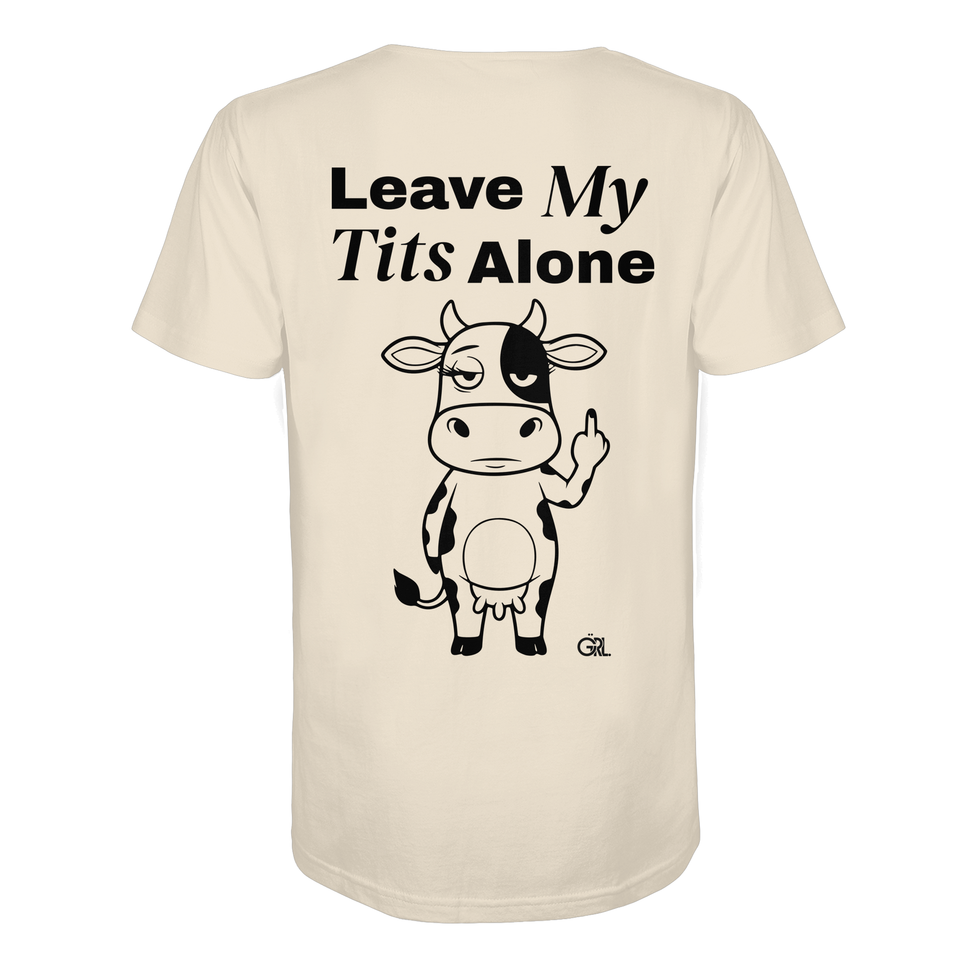 Finger Cow Rücken-Print – Natural Raw Bio Shirt | GÖRL Feminist Statement Wear Berlin