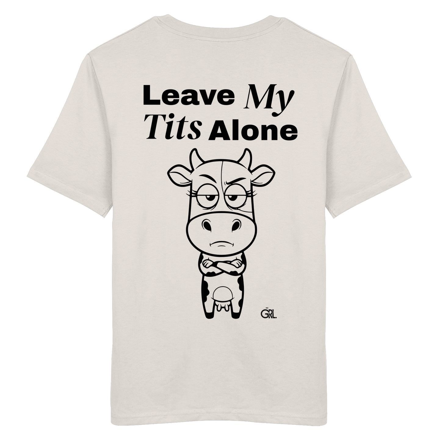 Annoyed Cow Rücken-Print – Vintage White Bio Shirt | GÖRL Feminist Statement Wear Berlin