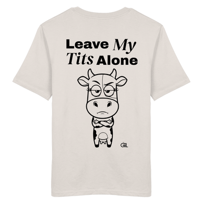 Annoyed Cow Rücken-Print – Vintage White Bio Shirt | GÖRL Feminist Statement Wear Berlin