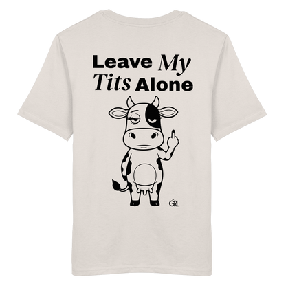 Finger Cow Rücken-Print – Vintage White Bio Shirt | GÖRL Feminist Statement Wear Berlin