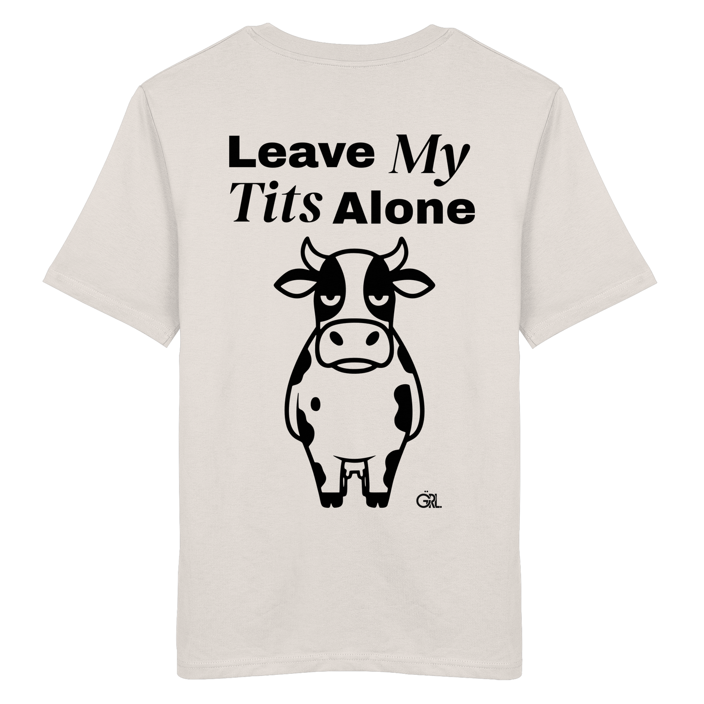 Angry Cow Rücken-Print – Vintage White Bio Shirt | GÖRL Feminist Statement Wear Berlin