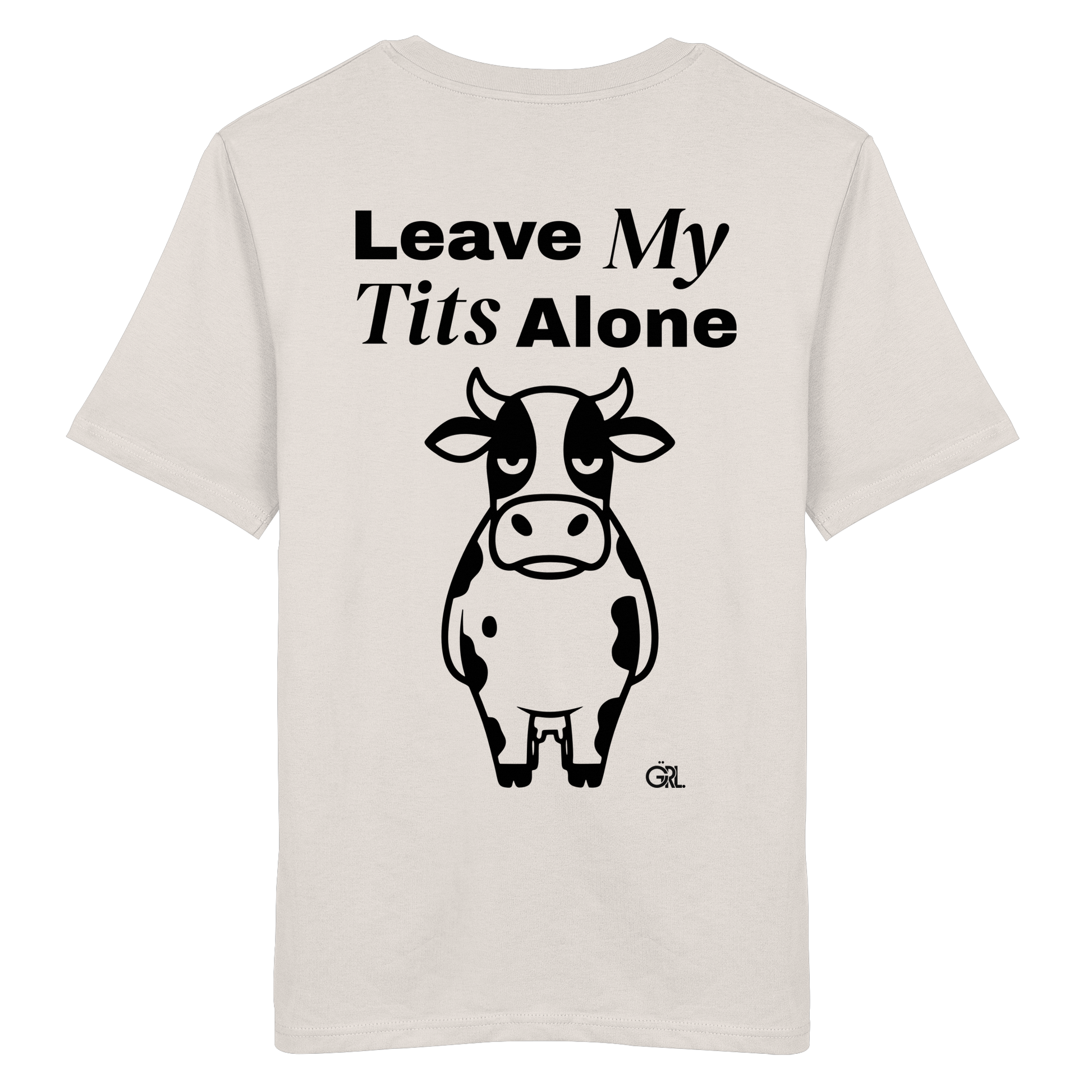 Angry Cow Rücken-Print – Vintage White Bio Shirt | GÖRL Feminist Statement Wear Berlin