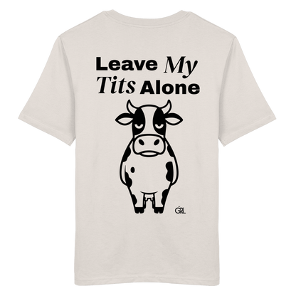 Angry Cow Rücken-Print – Vintage White Bio Shirt | GÖRL Feminist Statement Wear Berlin