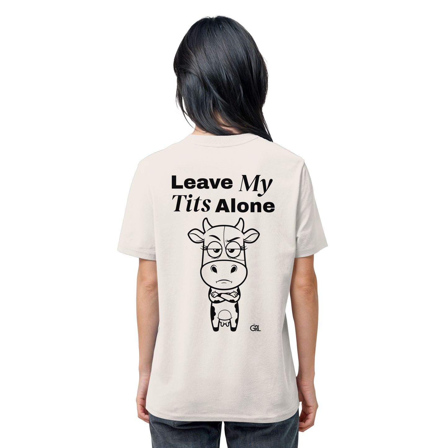 Annoyed Cow Rücken-Print – Vintage White Bio Shirt | GÖRL Feminist Statement Wear Berlin