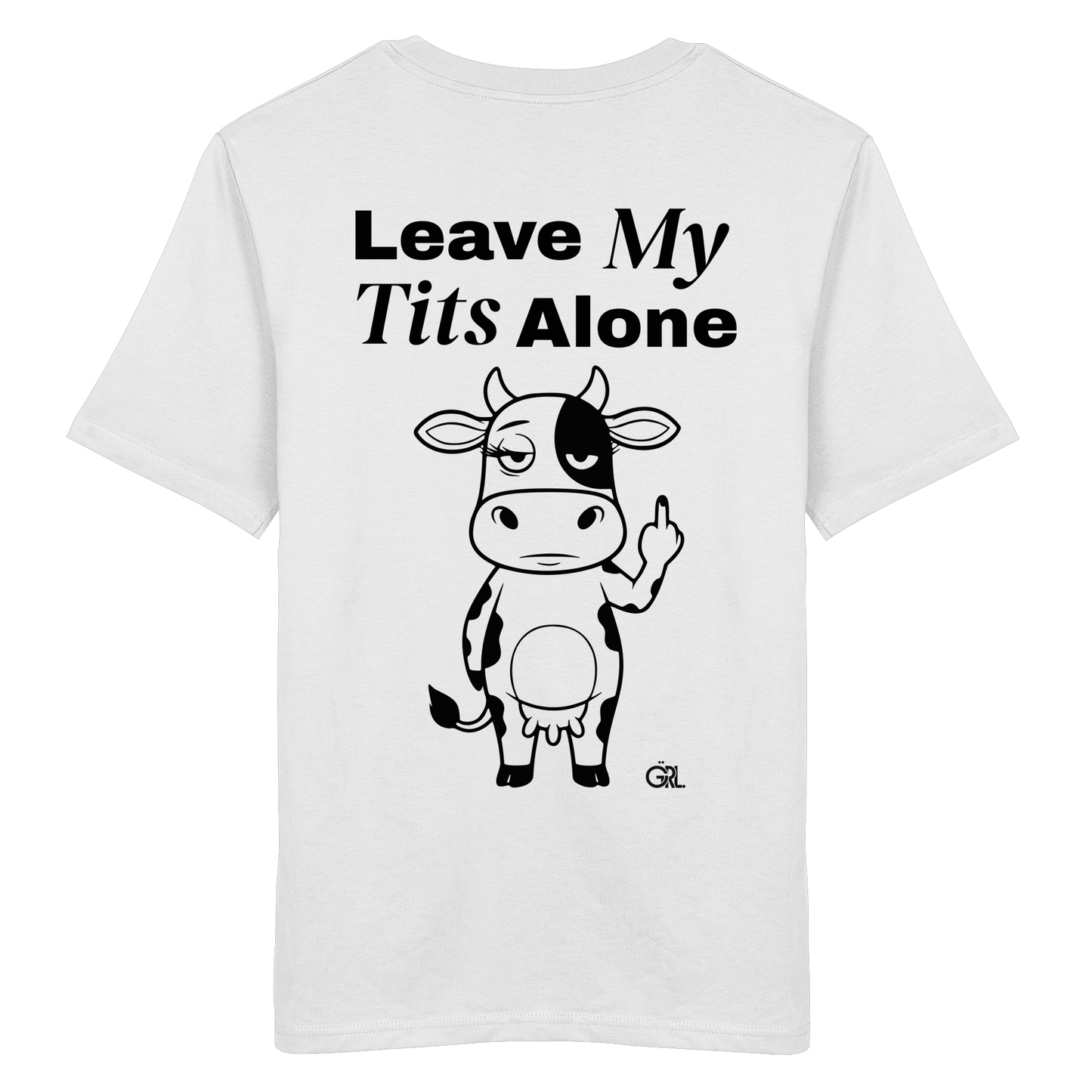 Finger Cow Rücken-Print – Weiss Bio Shirt | GÖRL Feminist Statement Wear Berlin