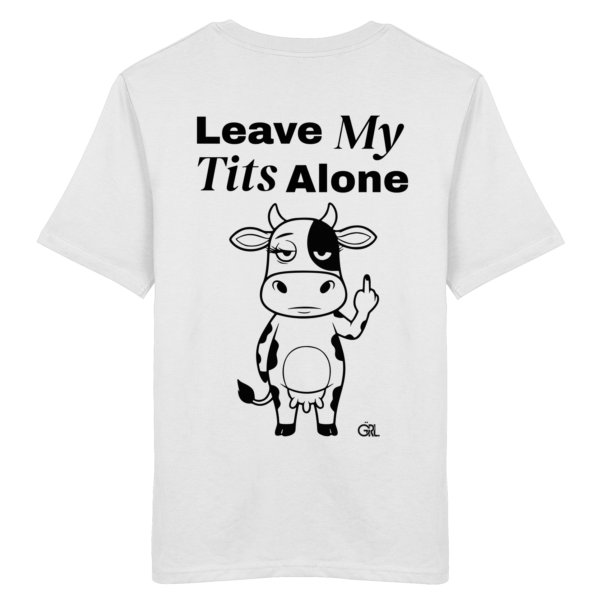 Finger Cow Rücken-Print – Weiss Bio Shirt | GÖRL Feminist Statement Wear Berlin