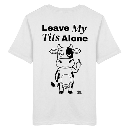Finger Cow Rücken-Print – Weiss Bio Shirt | GÖRL Feminist Statement Wear Berlin