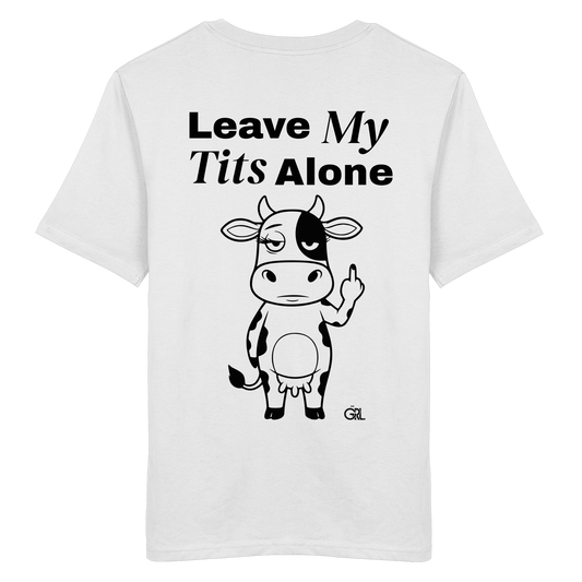 Finger Cow Rücken-Print – Weiss Bio Shirt | GÖRL Feminist Statement Wear Berlin