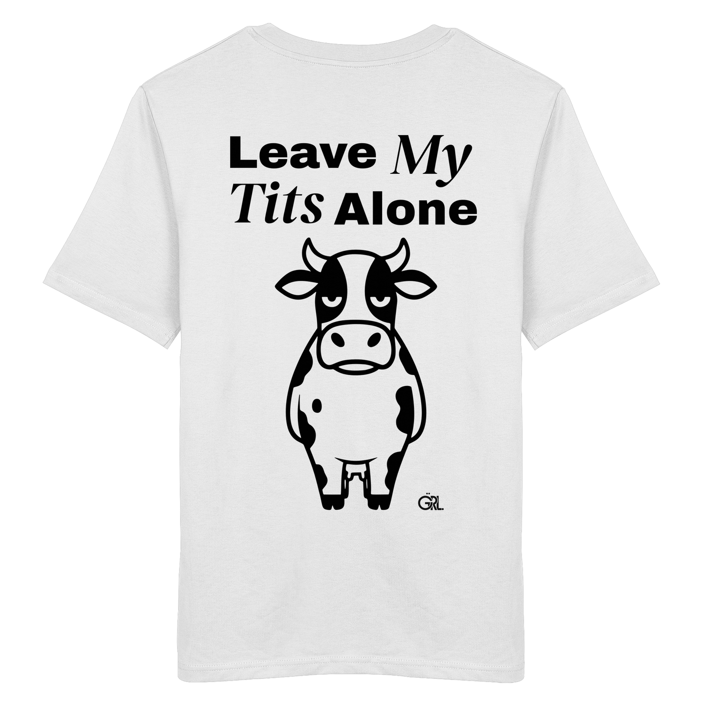Angry Cow Rücken-Print – Weiss Bio Shirt | GÖRL Feminist Statement Wear Berlin